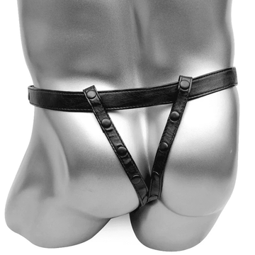 PU Leather Men's Underwear / Sexy Black Lingerie with Rivet - EVE's SECRETS